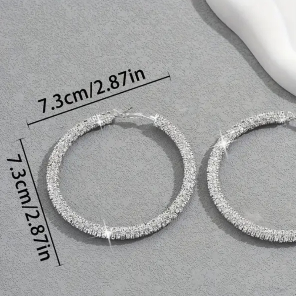 Macy's Stainless Steel CZ Earrings - Picture 4 of 4